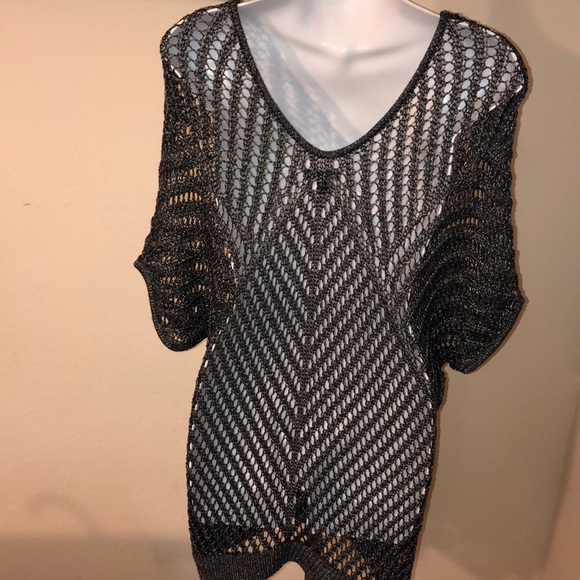 Express metallic grey sweater top. - Picture 3 of 4